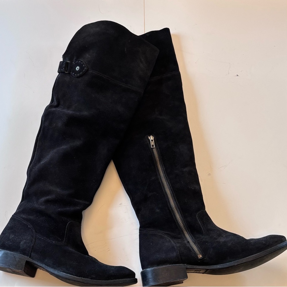 Frye Black Over the Knee Boots with Side Zipper